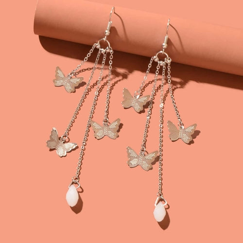 Multi-layer Chains Butterfly Earrings Drop Dangle Ear Hook Jewelry