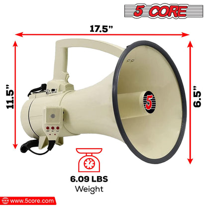 5Core Megaphone Bullhorn Speaker 100W Bull Horn Cheer Megafono 2000