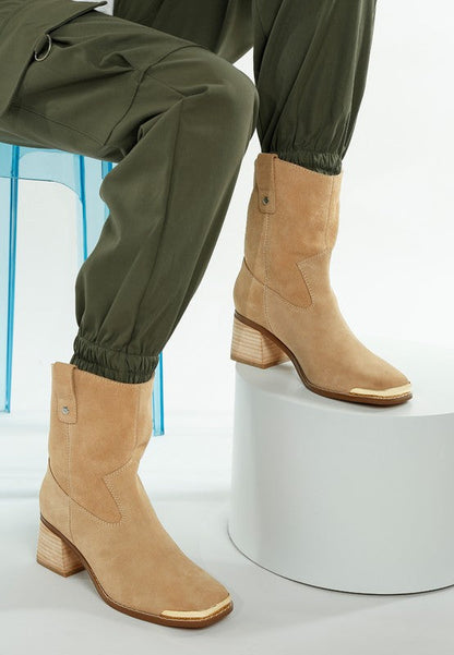 Emberly Suede Square Toe Ankle Boots