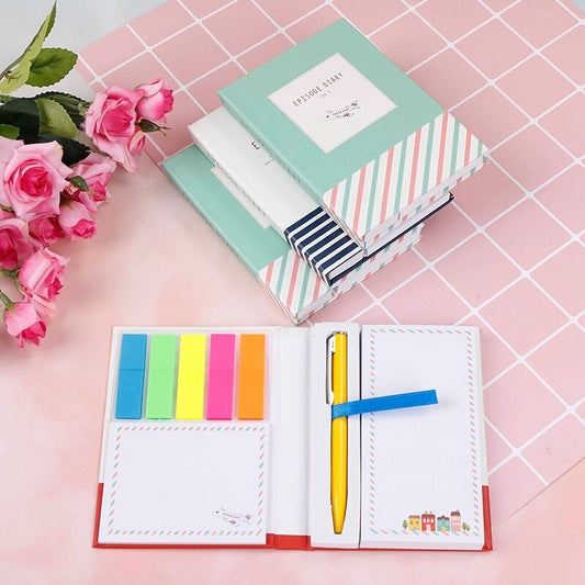 1pc Notebook With Pen Hardcover Sticky Combination