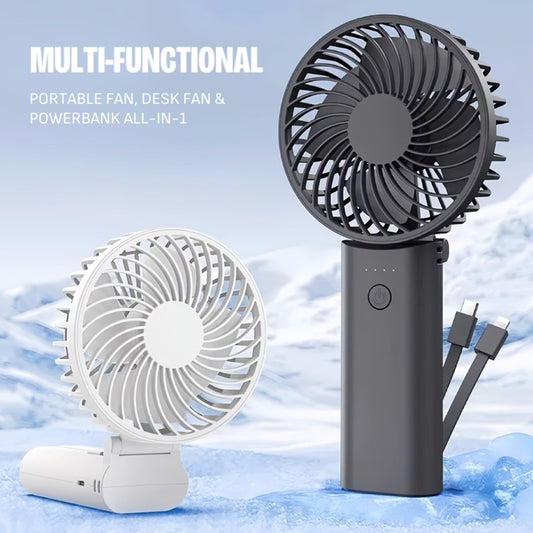 2-in-1 Portable High-speed Cooling Mini Fan with Power Bank, Foldable
