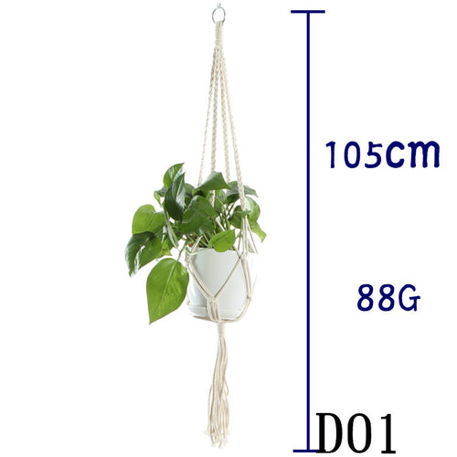 Flower Pot Net Bag Beige Cotton Rope Indoor Plant Hanger Hanging