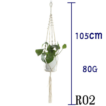 Flower Pot Net Bag Beige Cotton Rope Indoor Plant Hanger Hanging