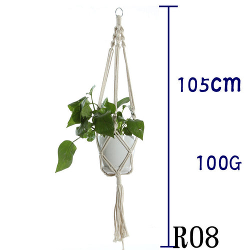 Flower Pot Net Bag Beige Cotton Rope Indoor Plant Hanger Hanging