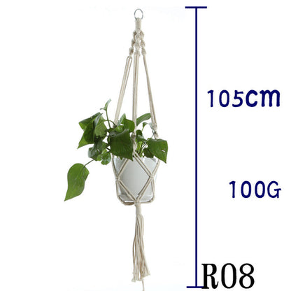 Flower Pot Net Bag Beige Cotton Rope Indoor Plant Hanger Hanging