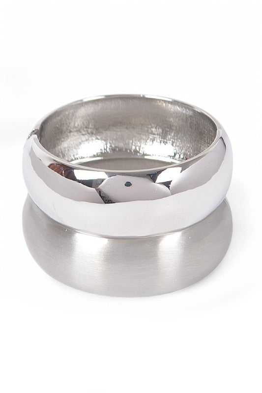 Textured 2 PC Hinged Bangle Set