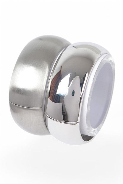 Textured 2 PC Hinged Bangle Set