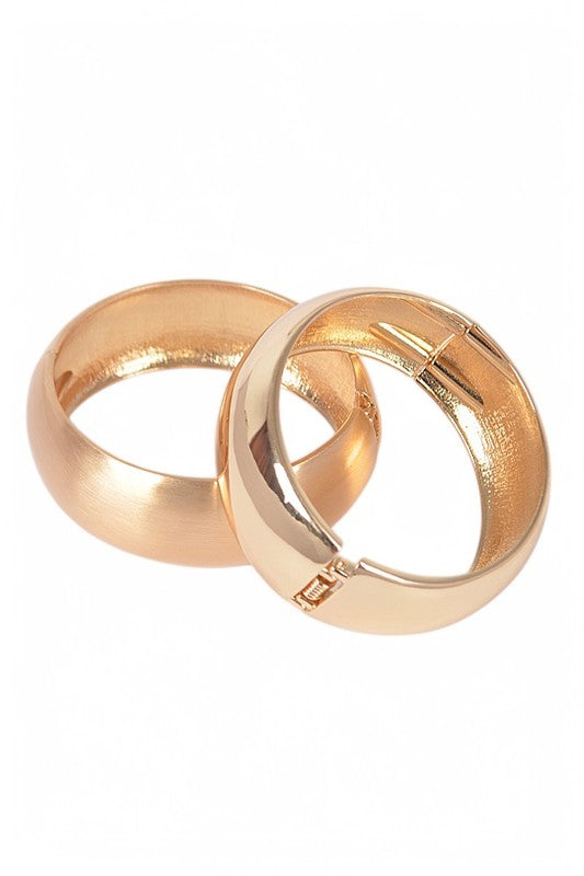Textured 2 PC Hinged Bangle Set