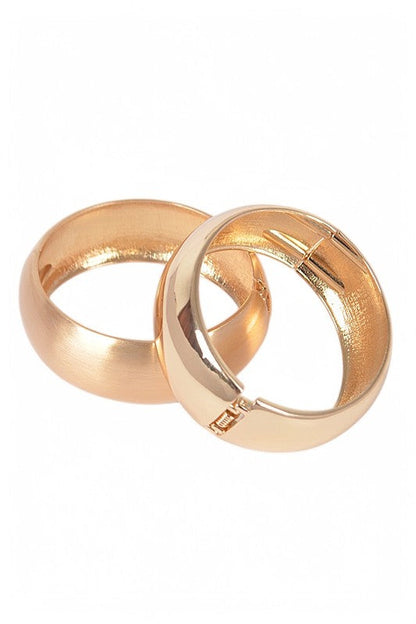 Textured 2 PC Hinged Bangle Set