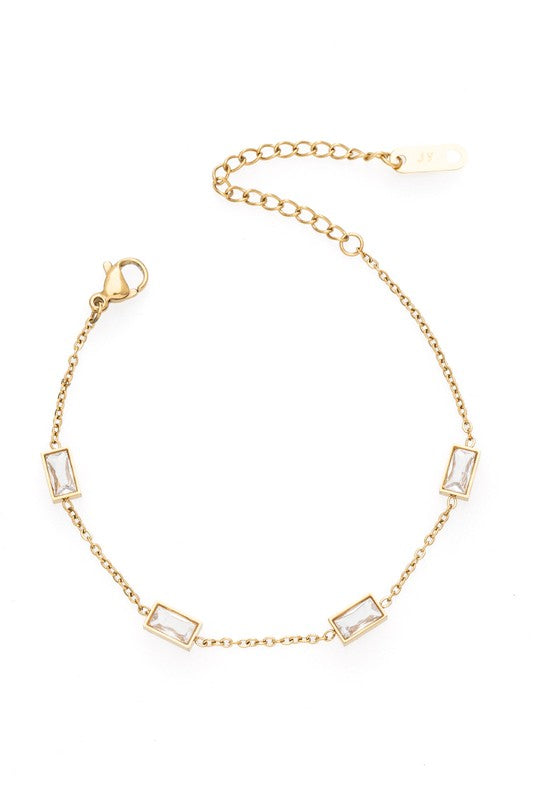 Fringe Baguette Crystal Stainless Steel Bracelet