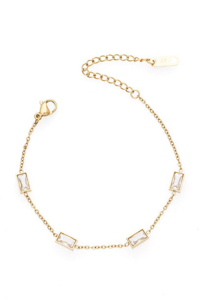 Fringe Baguette Crystal Stainless Steel Bracelet