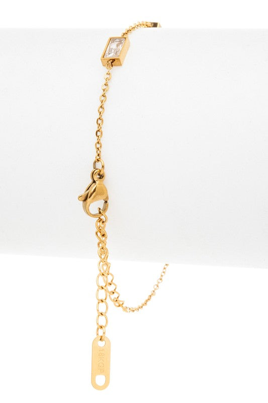 Fringe Baguette Crystal Stainless Steel Bracelet