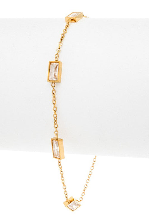 Fringe Baguette Crystal Stainless Steel Bracelet