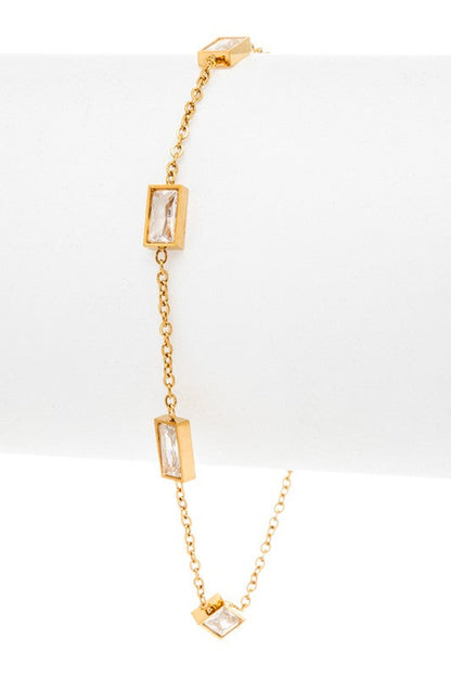 Fringe Baguette Crystal Stainless Steel Bracelet