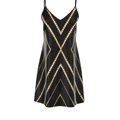 Vela Silk Slip Dress in Striped Shibori