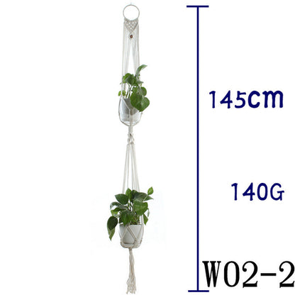 Flower Pot Net Bag Beige Cotton Rope Indoor Plant Hanger Hanging