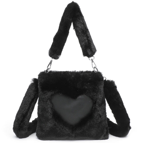 Women Fluffy Shoulder Bag Top-handle Bag Female Autumn Winter Handbag