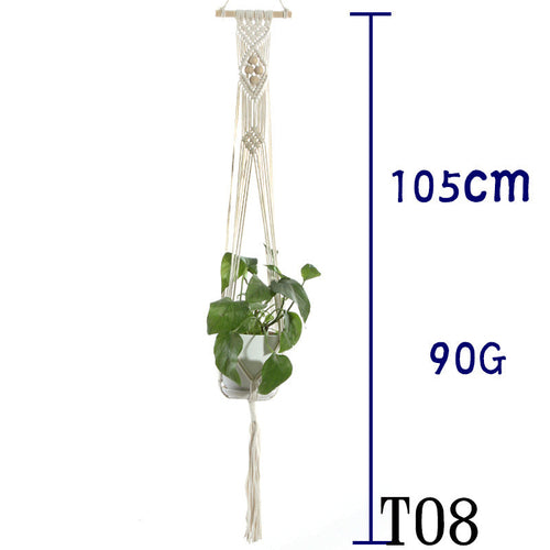 Flower Pot Net Bag Beige Cotton Rope Indoor Plant Hanger Hanging