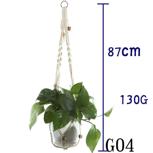 Flower Pot Net Bag Beige Cotton Rope Indoor Plant Hanger Hanging