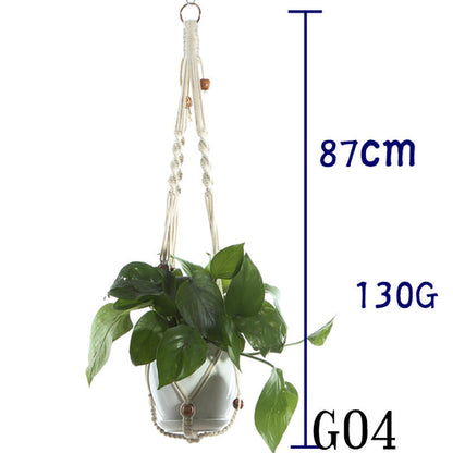 Flower Pot Net Bag Beige Cotton Rope Indoor Plant Hanger Hanging