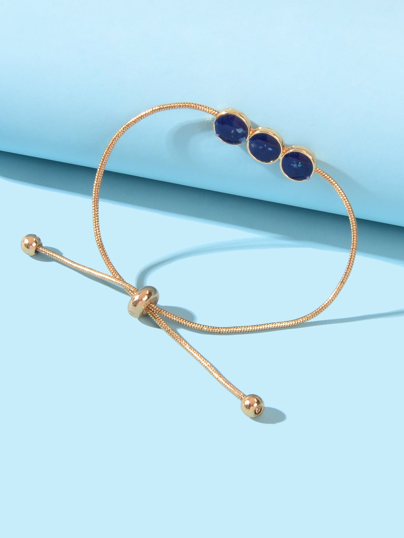 Female Jewellery Blue Enamel Round Gold Chain Adjustable Women