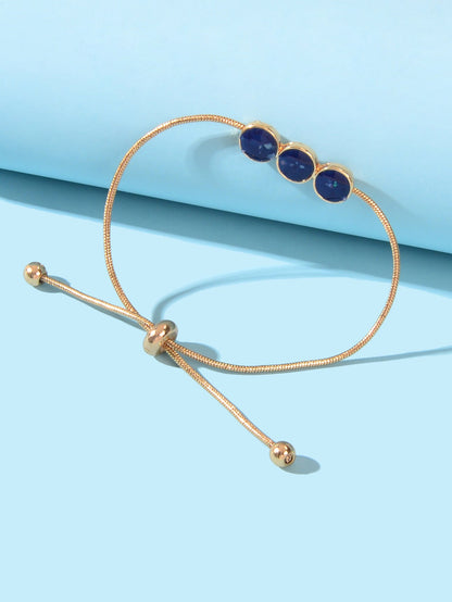 Female Jewellery Blue Enamel Round Gold Chain Adjustable Women