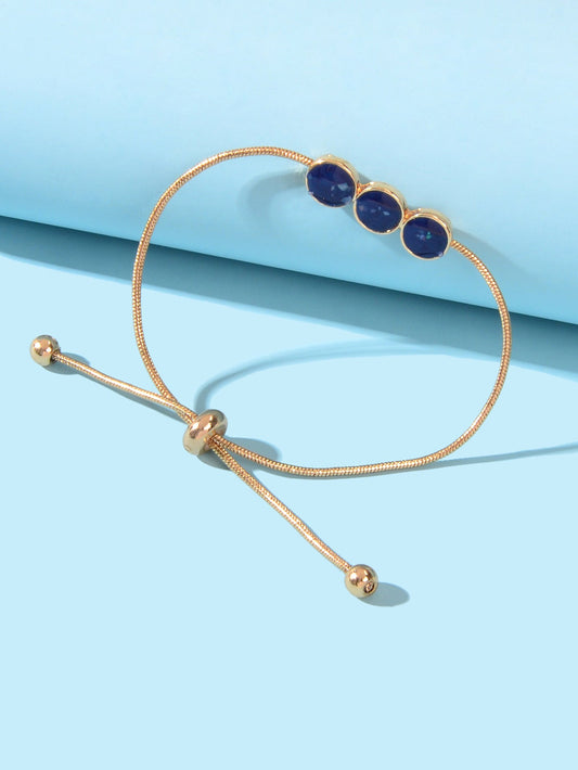 Female Jewellery Blue Enamel Round Gold Chain Adjustable Women