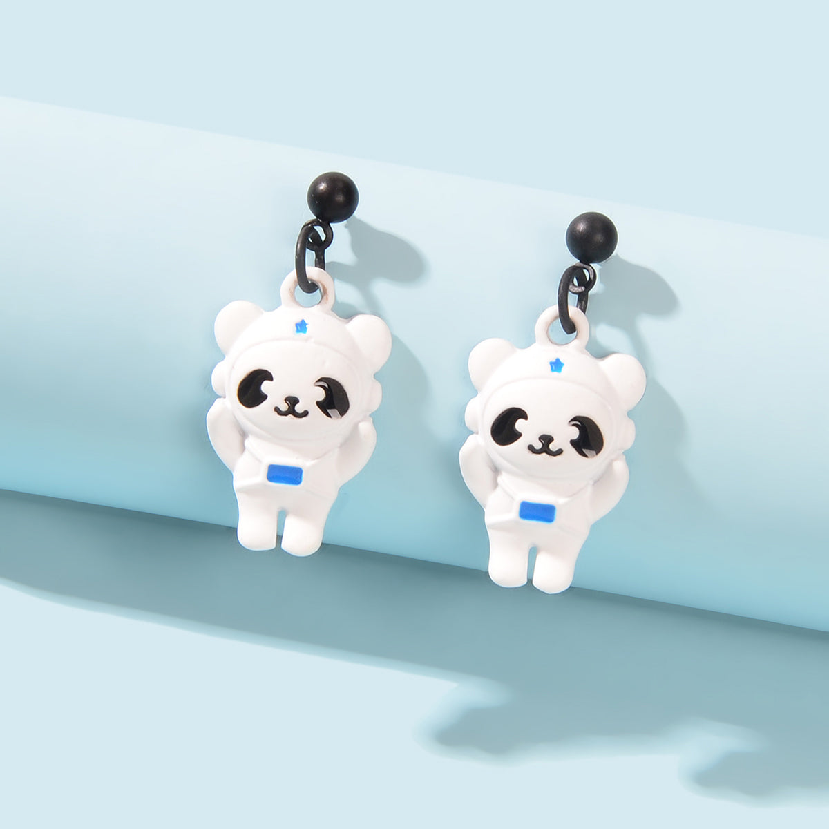 Creative Cartoon Space Series White Astronaut Bear Dangle Earrings