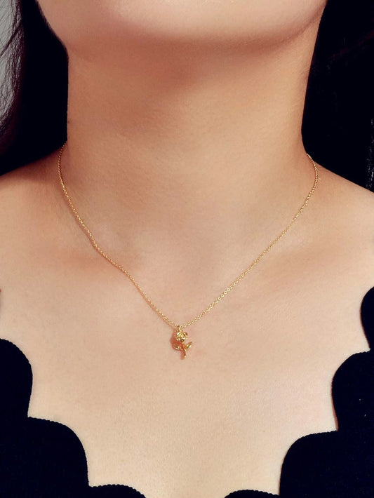 AU Stock Jewellery Gold Chain Rose Flower Charm Necklace Teens Women