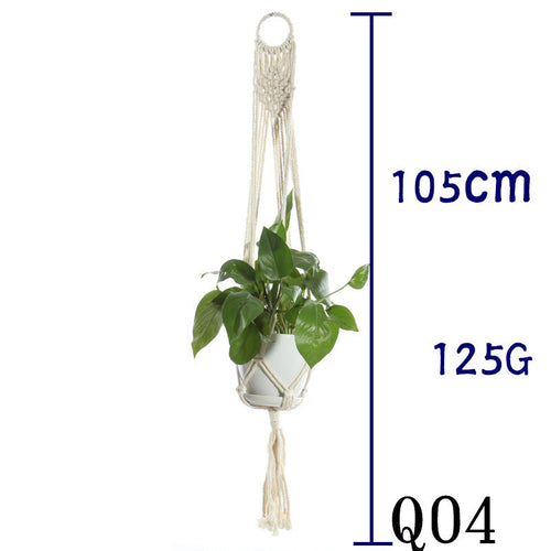Flower Pot Net Bag Beige Cotton Rope Indoor Plant Hanger Hanging