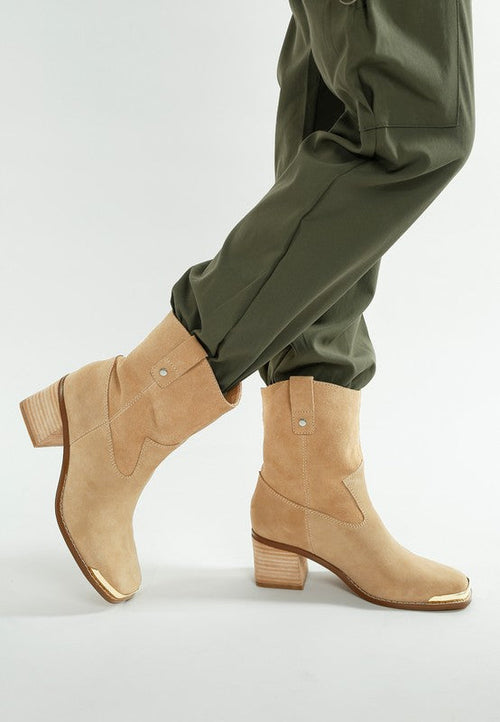 Emberly Suede Square Toe Ankle Boots
