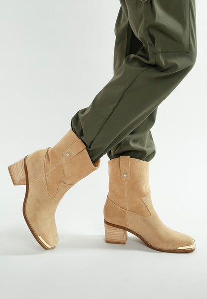 Emberly Suede Square Toe Ankle Boots