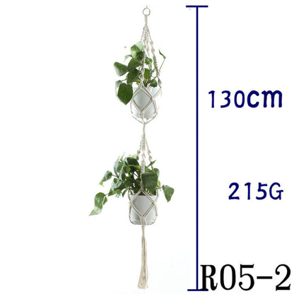 Flower Pot Net Bag Beige Cotton Rope Indoor Plant Hanger Hanging