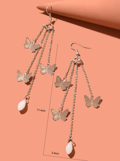 Multi-layer Chains Butterfly Earrings Drop Dangle Ear Hook Jewelry