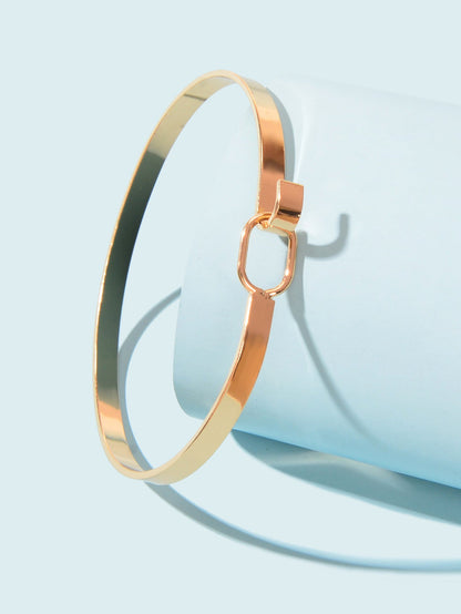 HipHop Jewelry Gold Metal Minimalist Geometric Bracelet Golden Bangle