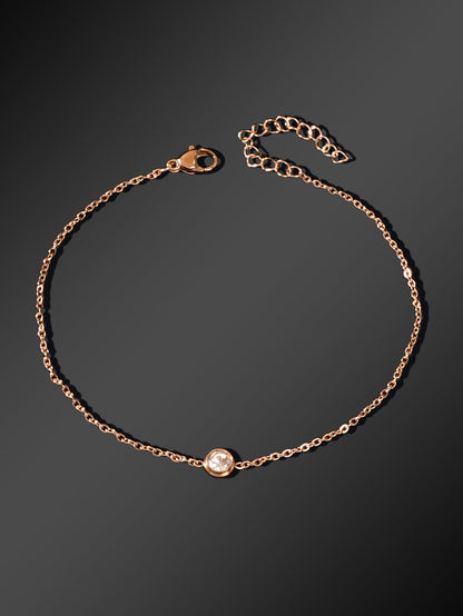 Delicate Summer Beach Rose Gold Chain Rhinstone Charm Anklets Women
