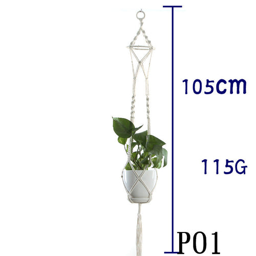 Flower Pot Net Bag Beige Cotton Rope Indoor Plant Hanger Hanging