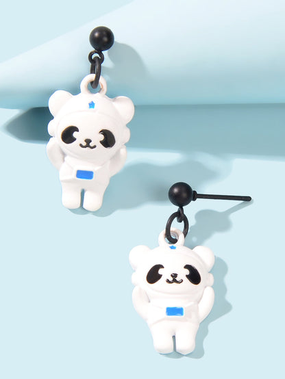 Creative Cartoon Space Series White Astronaut Bear Dangle Earrings
