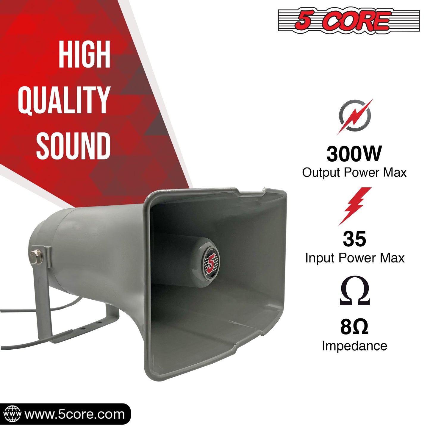 5 Core PA Horn Speaker Outdoor Siren Loudspeaker 35W RMS Loud