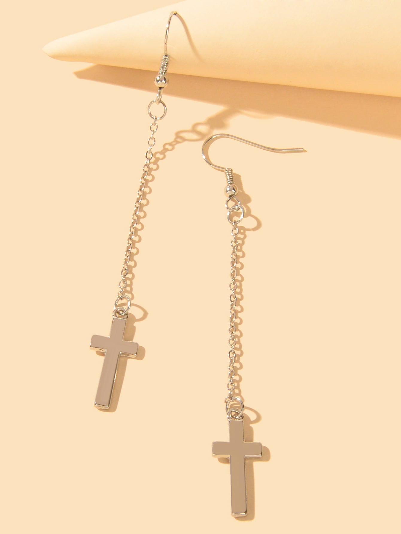 1 Pair Exquisite Long Tassel Cross Charm Earrings Fringe Chain Xmas