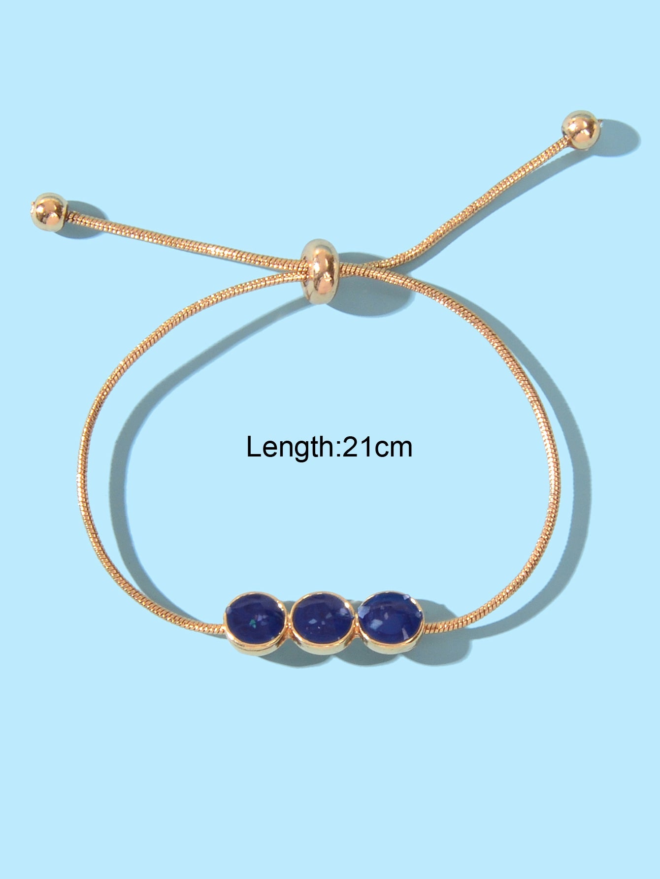 Female Jewellery Blue Enamel Round Gold Chain Adjustable Women