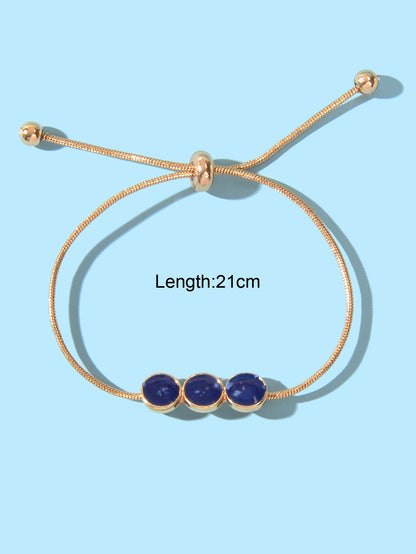 Female Jewellery Blue Enamel Round Gold Chain Adjustable Women