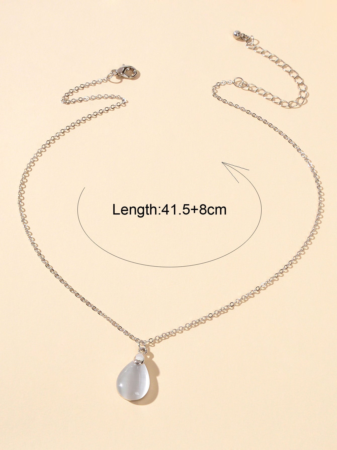 Textured Jewelry Silver Chain Opal Water Drop Charm Necklace Gift for