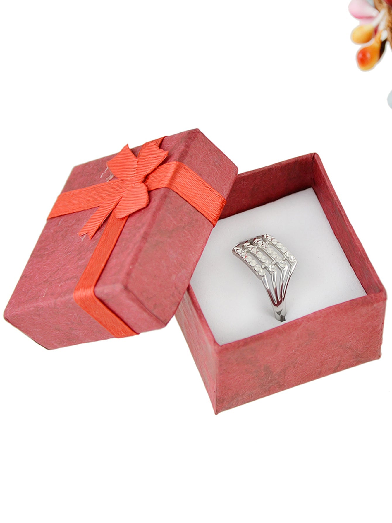 Pink Red Cardboard Square Jewellery Gift Boxes for Rings with Lid