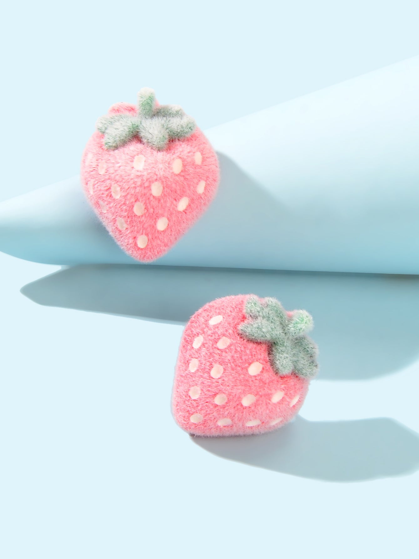Handmade Cute 3D Flocking Pink Strawberry Stud Sweet Fruit Earring