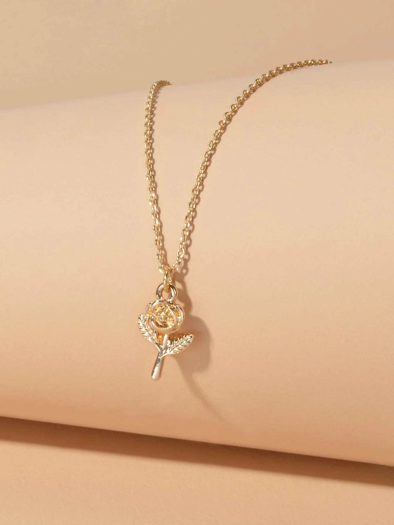 AU Stock Jewellery Gold Chain Rose Flower Charm Necklace Teens Women