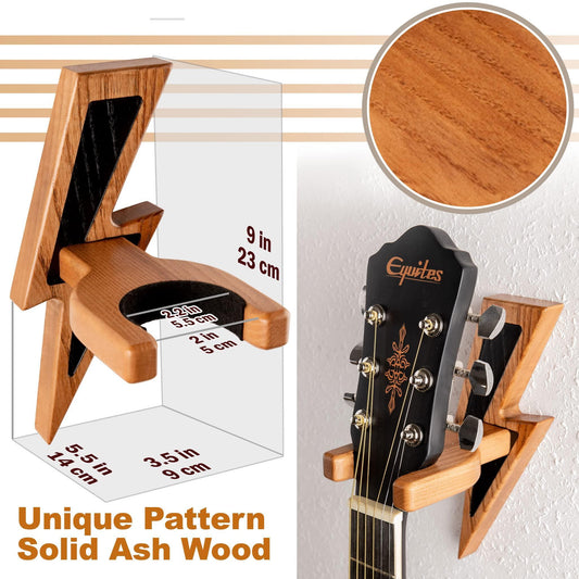 Guitar Holder Wall Mount Ash Wood Wooden Guitar Hanger Hook Stand Rack