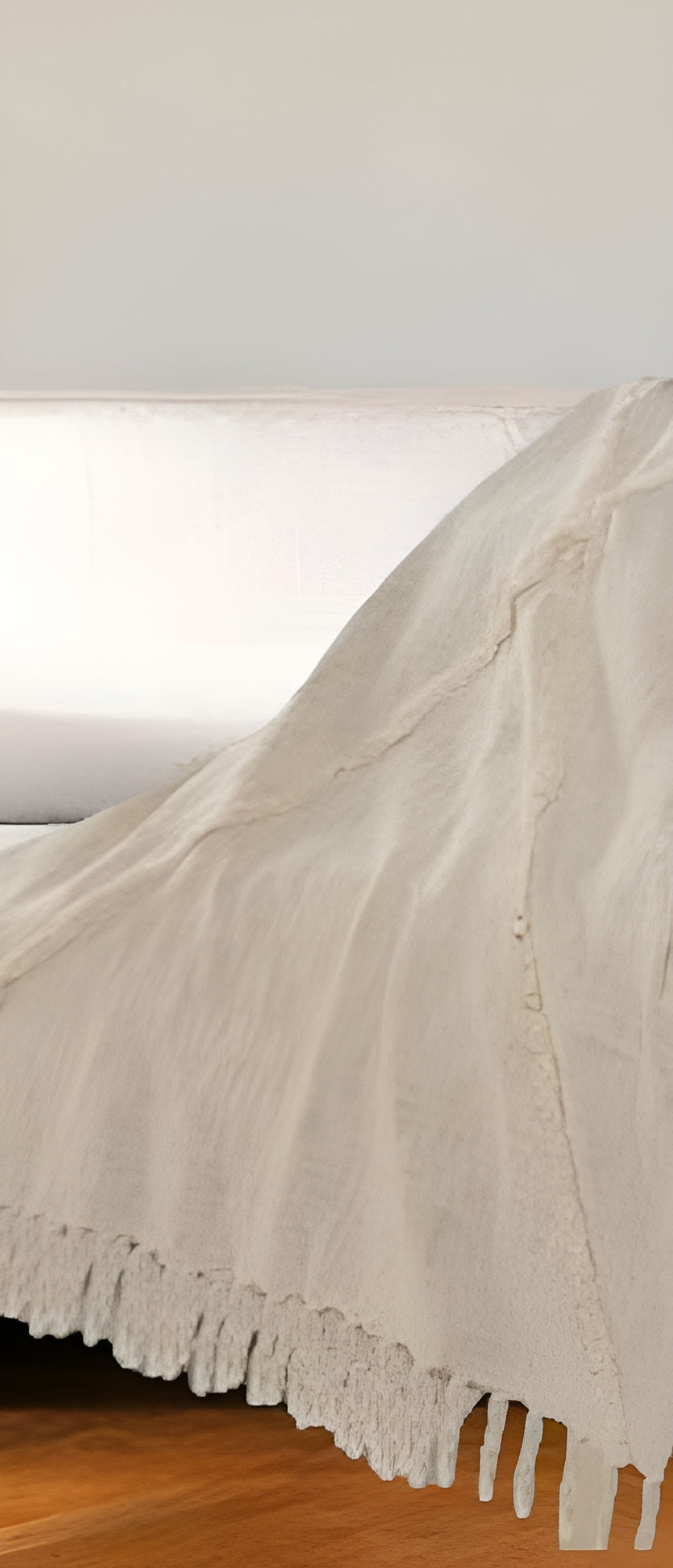 60" X 50" Blue Woven Cotton Throw Blanket with Fringe