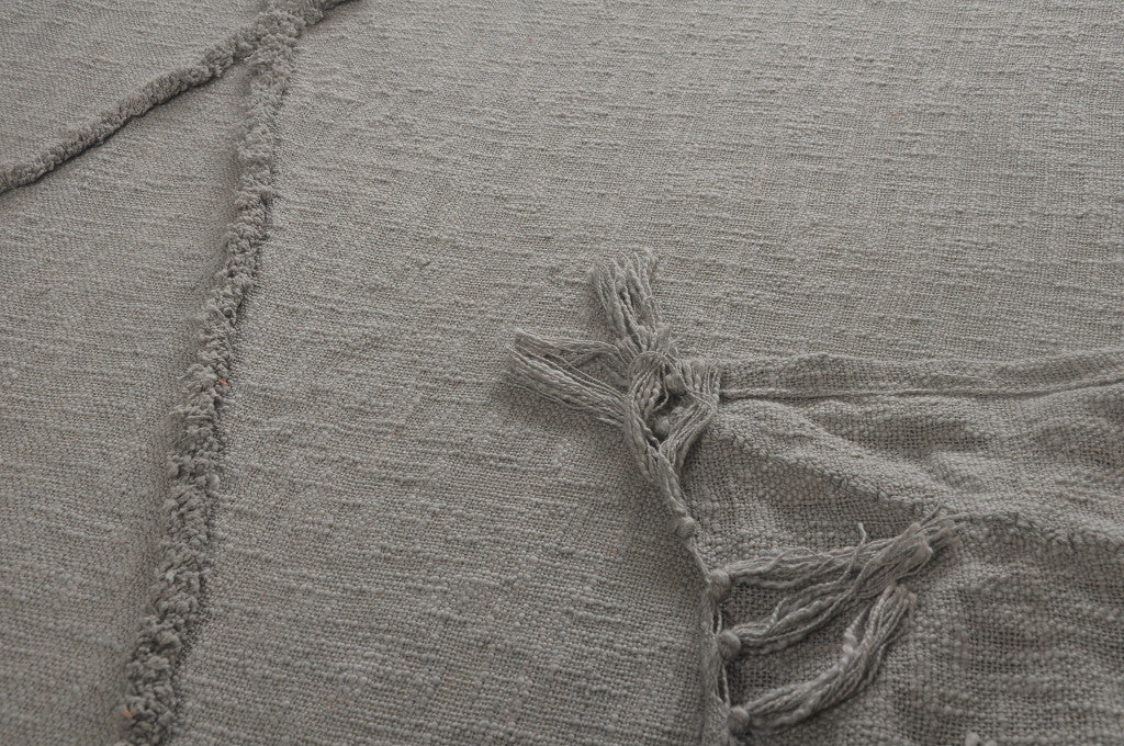 60" X 50" Blue Woven Cotton Throw Blanket with Fringe