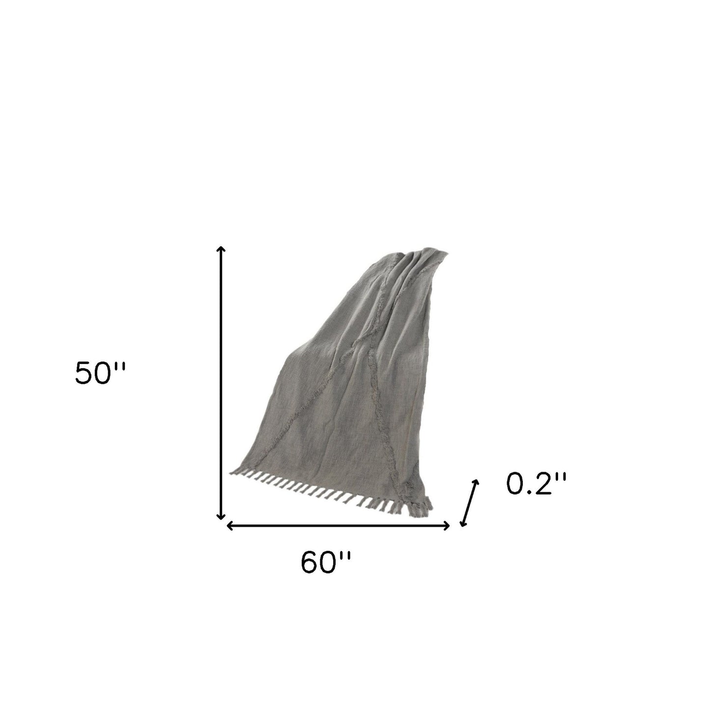 60" X 50" Blue Woven Cotton Throw Blanket with Fringe